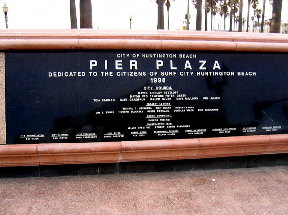Pier Plaza Dedicated to the Citizens of Surf City Huntington Beach
